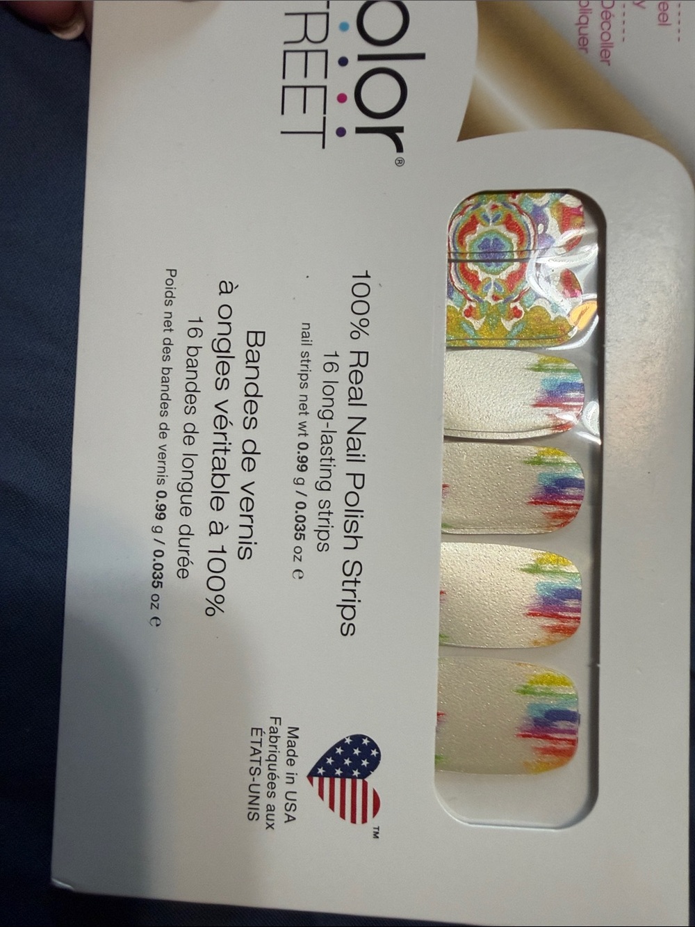 Color Street Nail Strips - Cream Base with Rainbow Watercolor Drips